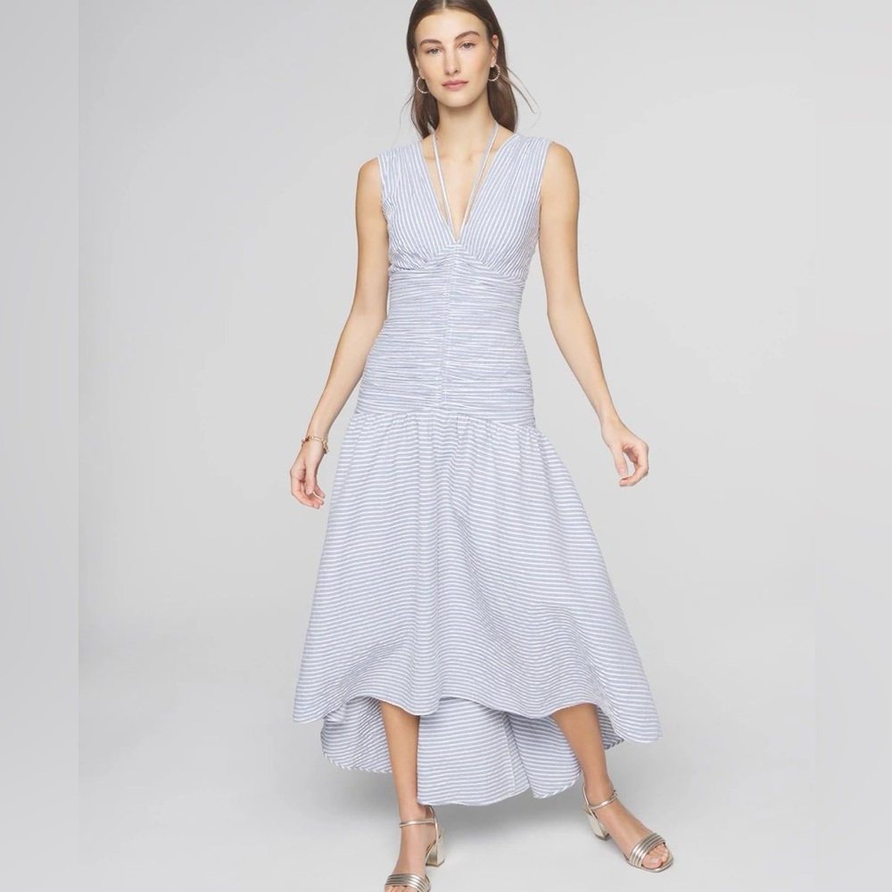 WHBM, Sleeveless Seersucker Blue Stripe Dress, Size 4